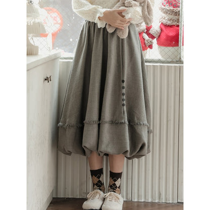 Solid Patchwork Button Minimalist Skirts For Women High Waist Spliced Folds Casual Skirt Female