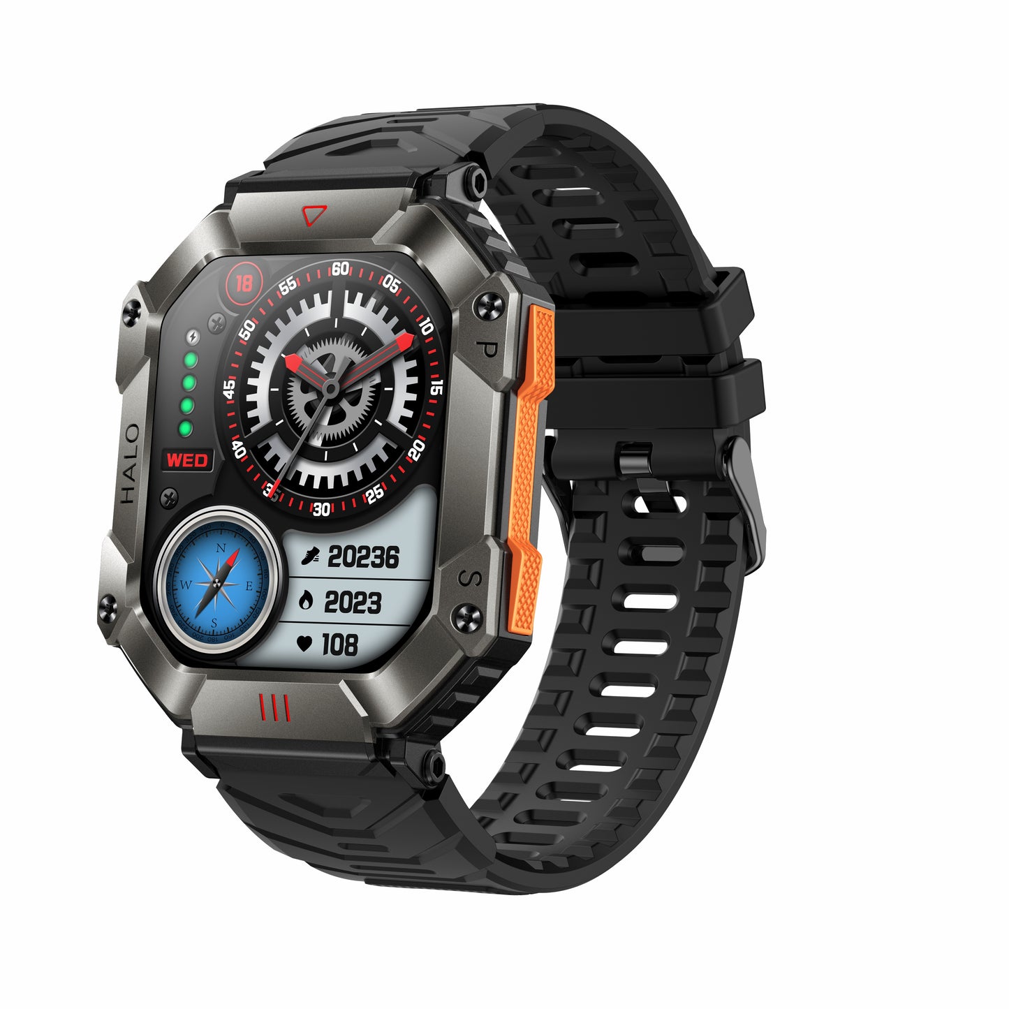 KR80 Bluetooth HD Sprachanruf Smartwatch Kompass Herzfrequenz Blutdruck Blutsauerstoffüberwachung 