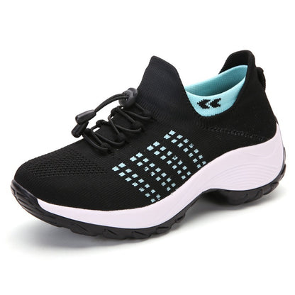 New Large Size High Elastic Fly Woven Breathable Shoes Fashion Light Socks Women's Sports Shoes