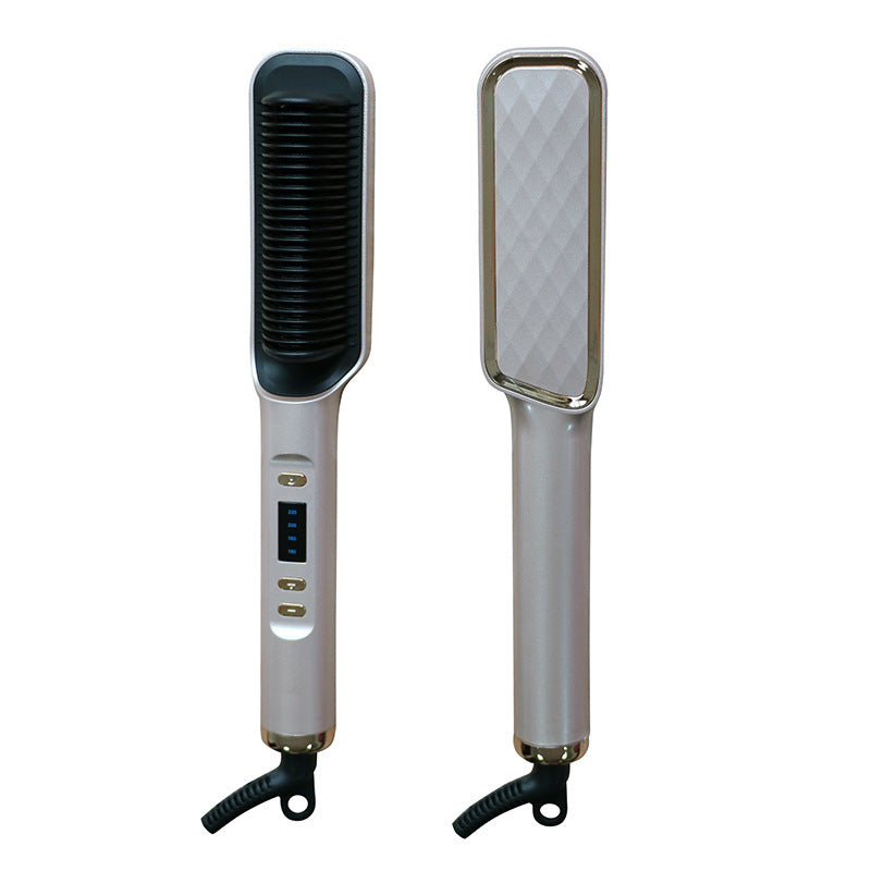 Peigne à cheveux raides, Lcd, bâton de friser pour personne paresseuse à ions négatifs domestiques, salon de coiffure à double usage, lisseur électrique