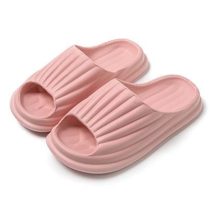 Home Slippers Women Men New Solid Striped Peep-toe Shoes House Floor Bathroom Slippers For Couple