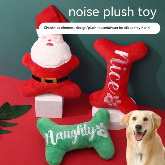 Christmas Dog Plush Sounding Puppy Pets Toy Santa Claus Decorations Pet Products