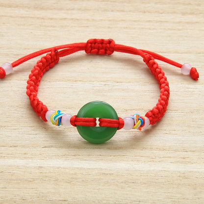 Bracelet en corde rouge Bunbun tissé à la main, pièce de monnaie en cuivre