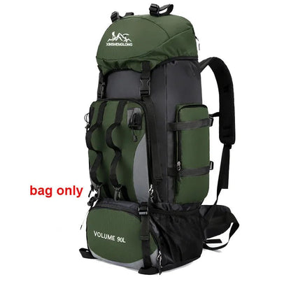 90L Waterproof Hiking Camping Backpack Trekking Bag Rucksack Large Capacity Travel Outdoor Sports Bags Camping Equipment Men - Jaazi International