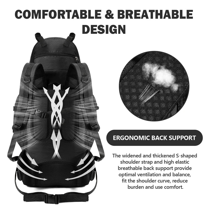 90L Waterproof Hiking Camping Backpack Trekking Bag Rucksack Large Capacity Travel Outdoor Sports Bags Camping Equipment Men - Jaazi International