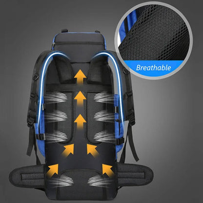 90L Waterproof Hiking Camping Backpack Trekking Bag Rucksack Large Capacity Travel Outdoor Sports Bags Camping Equipment Men - Jaazi International