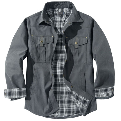 Lapel Plaid Flannel Casual Retro Western Style Jacket