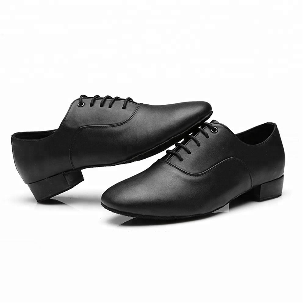 imitation leather  Men Black Glitter Modern Soft Sole Latin Dance Shoes Low Heel Cheap