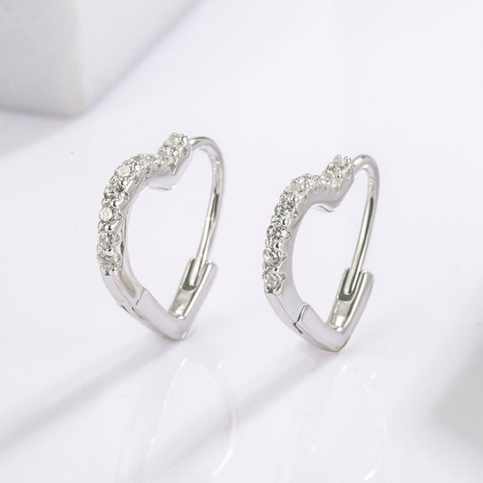 925 Serling Silver Zircon Heart Shape Earrings - Jaazi Intl