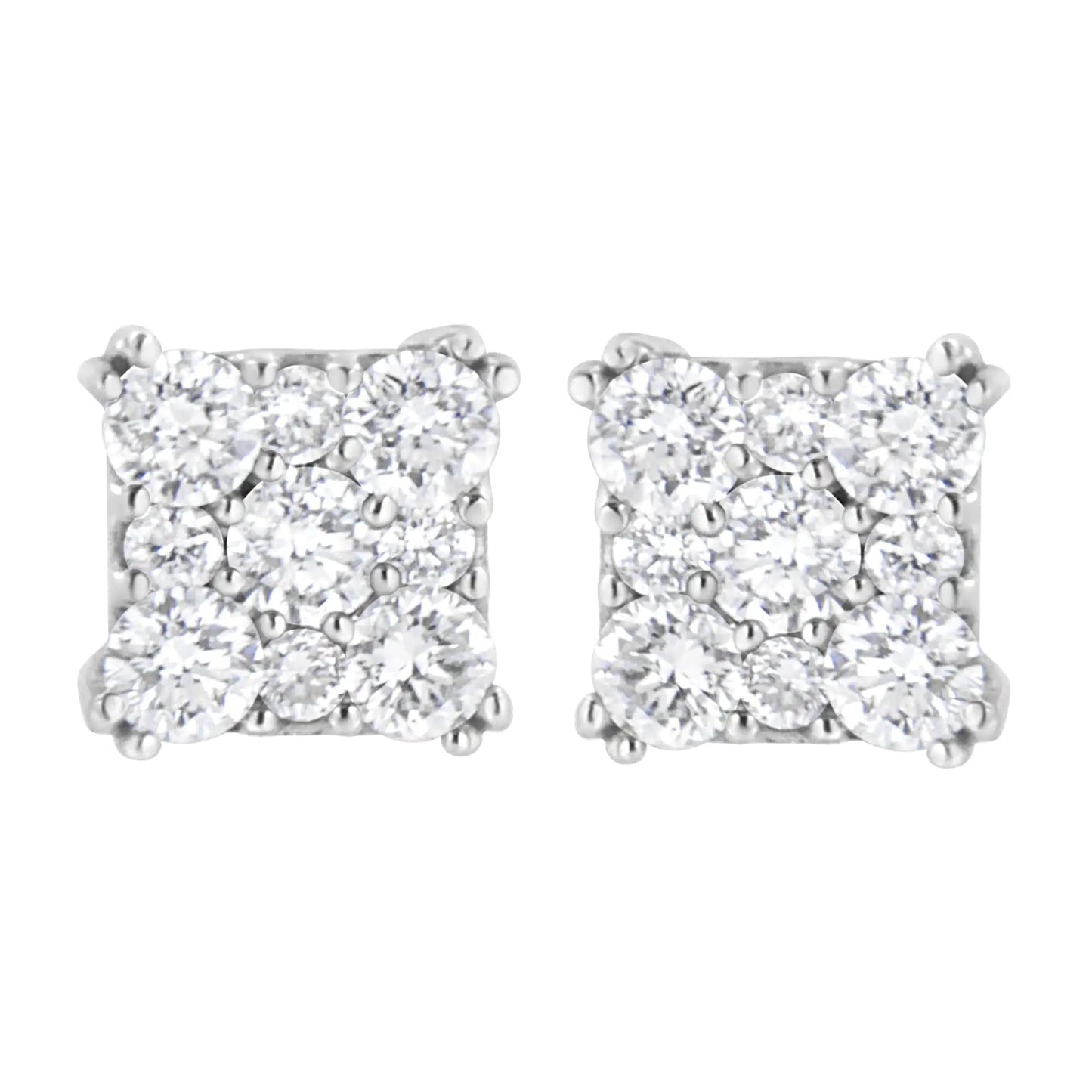 .925 Sterling Silver 1 1/10 cttw Lab Grown Diamond Composite Cluster Earring (F - G Color, VS2 - SI1 Clarity) - Jaazi Intl