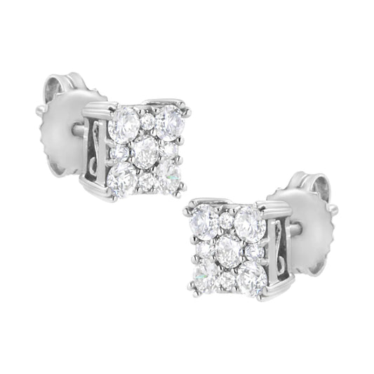 .925 Sterling Silver 1 1/10 cttw Lab Grown Diamond Composite Cluster Earring (F - G Color, VS2 - SI1 Clarity) - Jaazi Intl