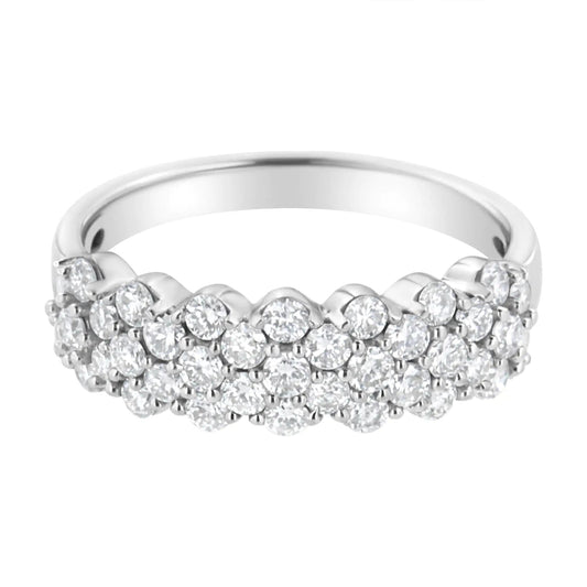 .925 Sterling Silver 1 cttw Lab Grown Diamond Cluster Band Ring (F - G Color, VS2 - SI1 Clarity) - Jaazi Intl