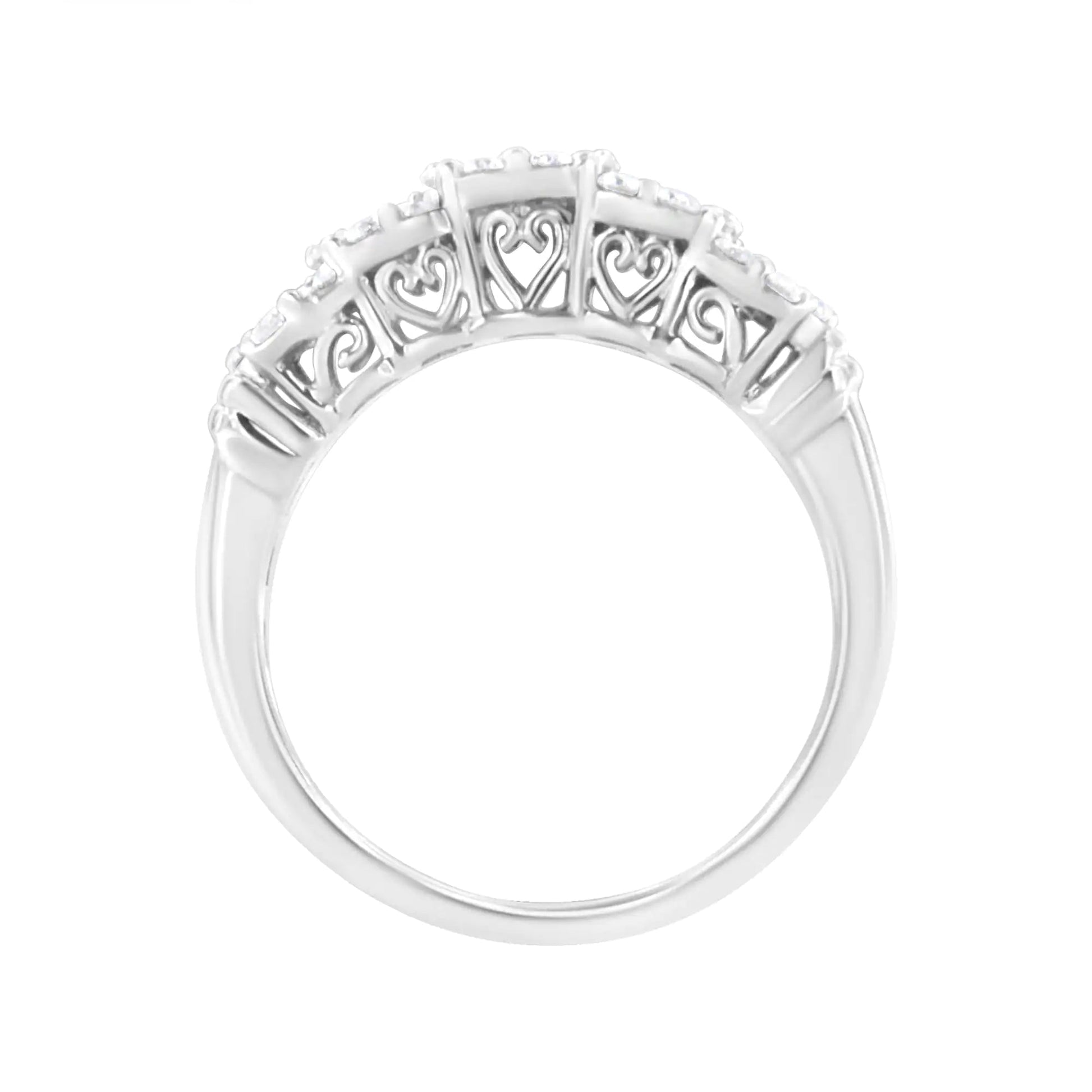 .925 Sterling Silver 1 cttw Lab Grown Diamond Composite Engagement Band Ring (F - G Color, VS2 - SI1 Clarity) - Jaazi Intl