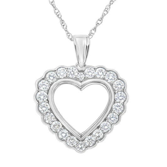 .925 Sterling SIlver 1 cttw Lab Grown Diamond Heart Pendant Necklace (F - G Color, VS2 - SI1 Clarity) - Jaazi Intl