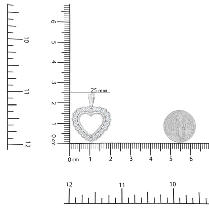 .925 Sterling SIlver 1 cttw Lab Grown Diamond Heart Pendant Necklace (F - G Color, VS2 - SI1 Clarity) - Jaazi Intl