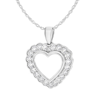 .925 Sterling SIlver 1 cttw Lab Grown Diamond Heart Pendant Necklace (F - G Color, VS2 - SI1 Clarity) - Jaazi Intl