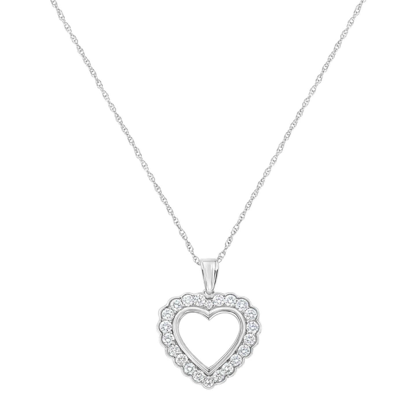 .925 Sterling SIlver 1 cttw Lab Grown Diamond Heart Pendant Necklace (F - G Color, VS2 - SI1 Clarity) - Jaazi Intl