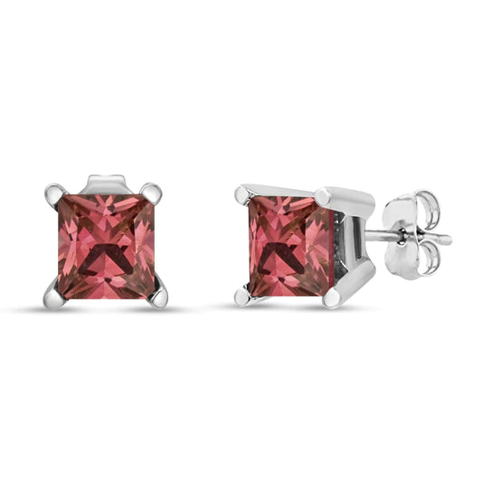 .925 Sterling Silver 1 Miracle Set Princess - cut Diamond Solitaire Stud Earrings (H - I Color, I1 - I2 Clarity) - Jaazi Intl