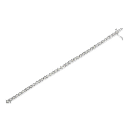 .925 Sterling Silver 1.0 Cttw Diamond Miracle - Set Square Milgrain 7" Link Tennis Bracelet (I - J Color, I3 Clarity) - Jaazi Intl