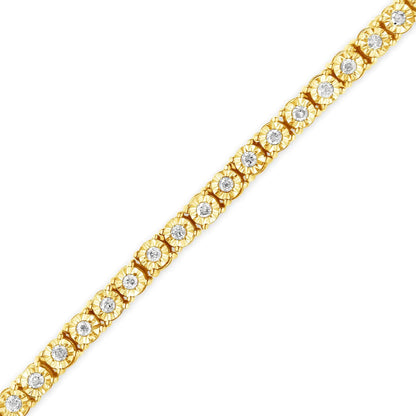 .925 Sterling Silver 1.0 Cttw Miracle - Set Diamond Round Faceted Bezel Tennis Bracelet (I - J Color, I3 Clarity) - Jaazi Intl