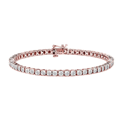 .925 Sterling Silver 1.0 Cttw Miracle - Set Diamond Round Faceted Bezel Tennis Bracelet (I - J Color, I3 Clarity) - Jaazi Intl