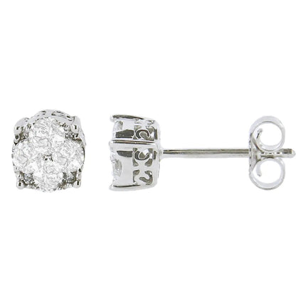 .925 Sterling Silver 1/2 Cttw Cttw Prong Set Lab Grown Round Diamond Cluster Stud Earring (F - G Color, SI1 - SI2 Clarity) - Jaazi Intl