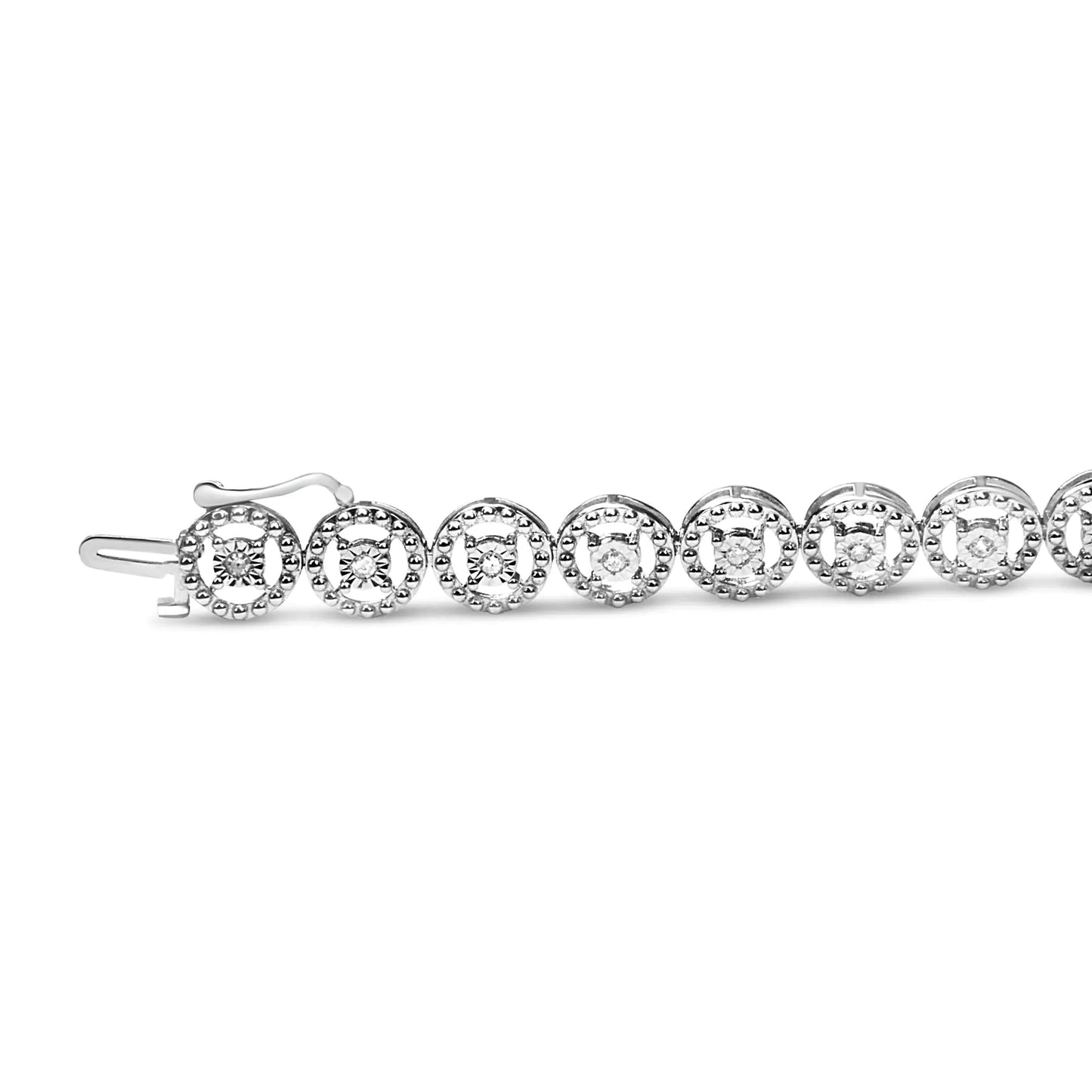 .925 Sterling Silver 1/2 Cttw Diamond Nested Circle Miracle Set Open Wheel 7.25" Fashion Link Bracelet (I - J Color, I3 Clarity) - Jaazi Intl