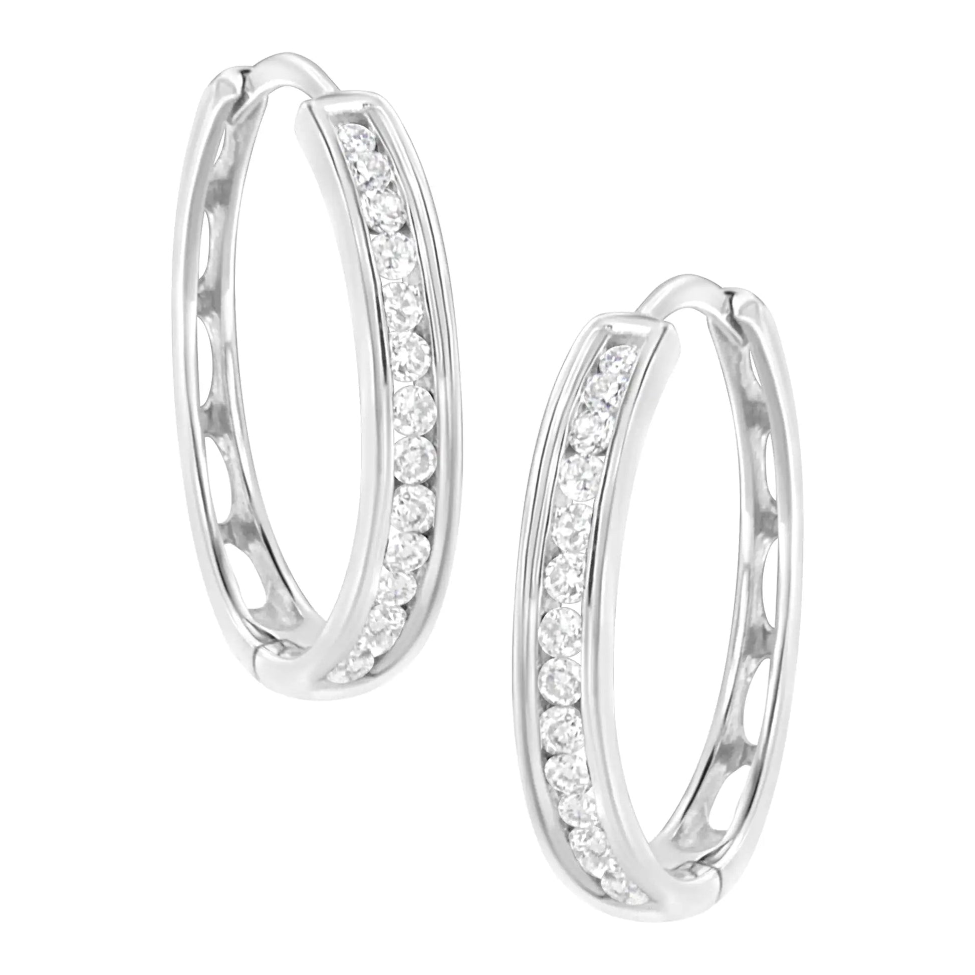 .925 Sterling Silver 1/2 cttw Lab Grown Diamond Hoop Earring (F - G Color, VS2 - SI1 Clarity) - Jaazi Intl