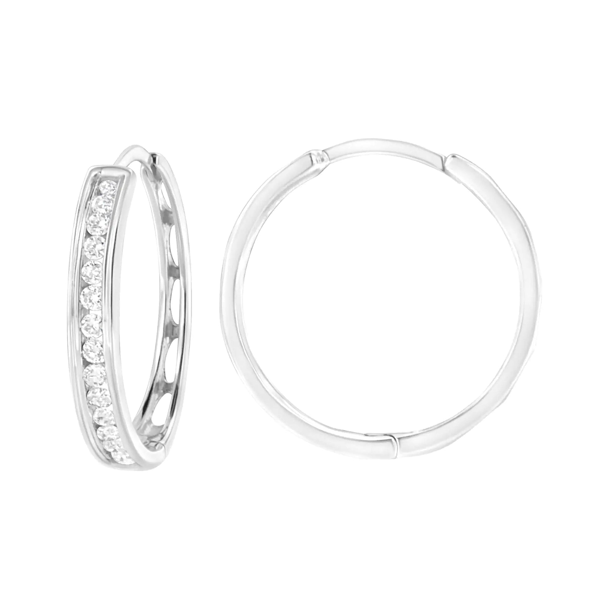 .925 Sterling Silver 1/2 cttw Lab Grown Diamond Hoop Earring (F - G Color, VS2 - SI1 Clarity) - Jaazi Intl