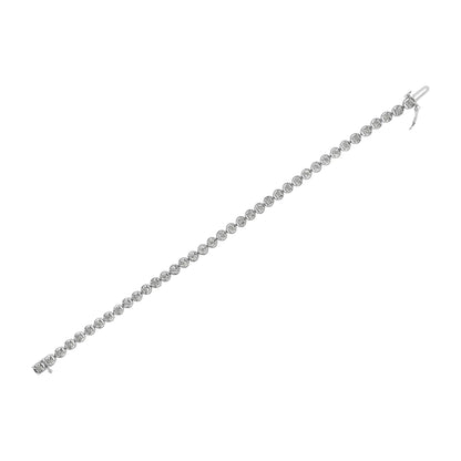 .925 Sterling Silver 1/2 cttw Miracle Set Diamond Milgrain Style Link Bracelet (I - J, I3 - Promo) - Size 7.25" - Jaazi Intl