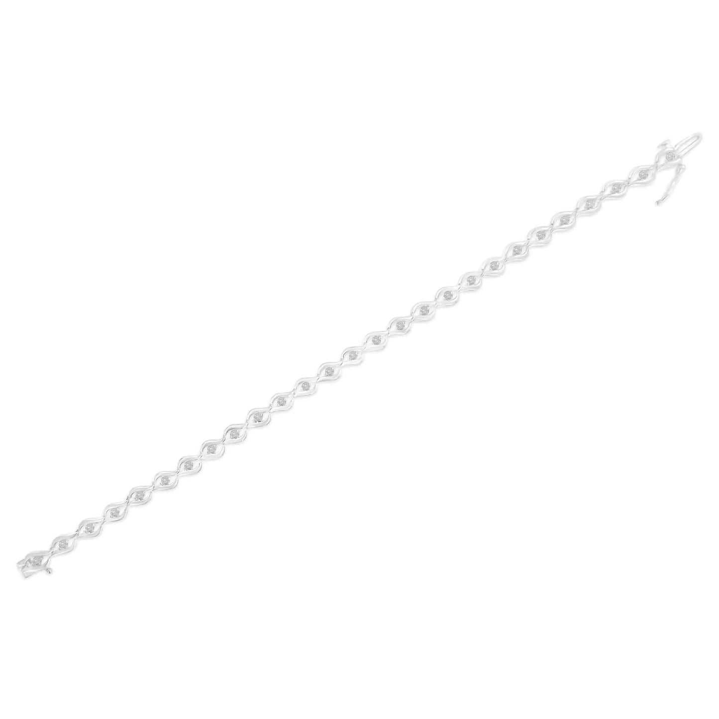 .925 Sterling Silver 1/2 Cttw Rose Cut Diamond Almond Shape Link Tennis Bracelet (I - J Color, I3 Clarity) - 7” - Jaazi Intl