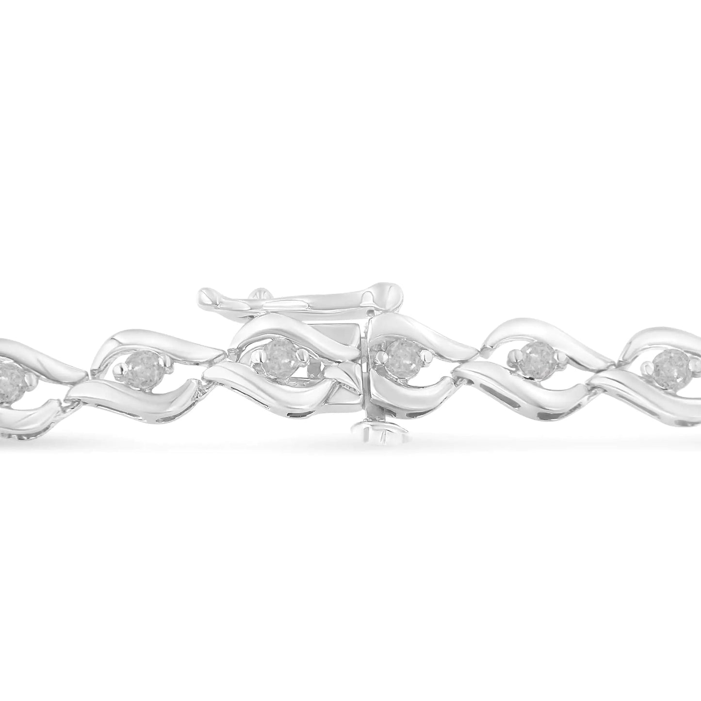 .925 Sterling Silver 1/2 Cttw Rose Cut Diamond Almond Shape Link Tennis Bracelet (I - J Color, I3 Clarity) - 7” - Jaazi Intl