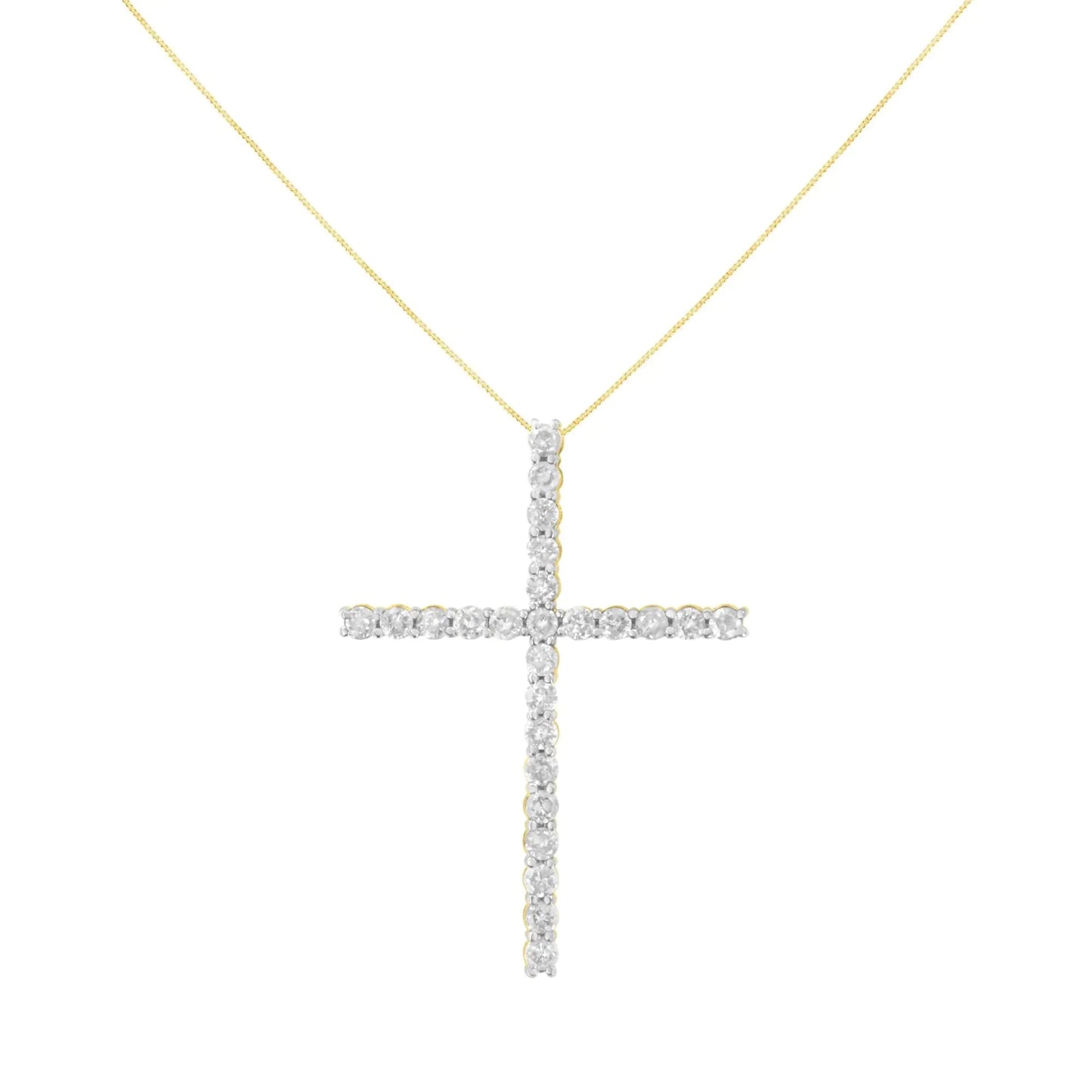 .925 Sterling Silver 2 1/2 cttw Diamond Cross Pendant Necklace (H - I, I2 - I3) - Jaazi Intl