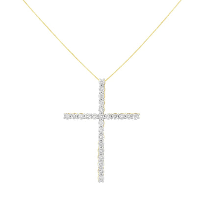 .925 Sterling Silver 2 1/2 cttw Diamond Cross Pendant Necklace (H - I, I2 - I3) - Jaazi Intl