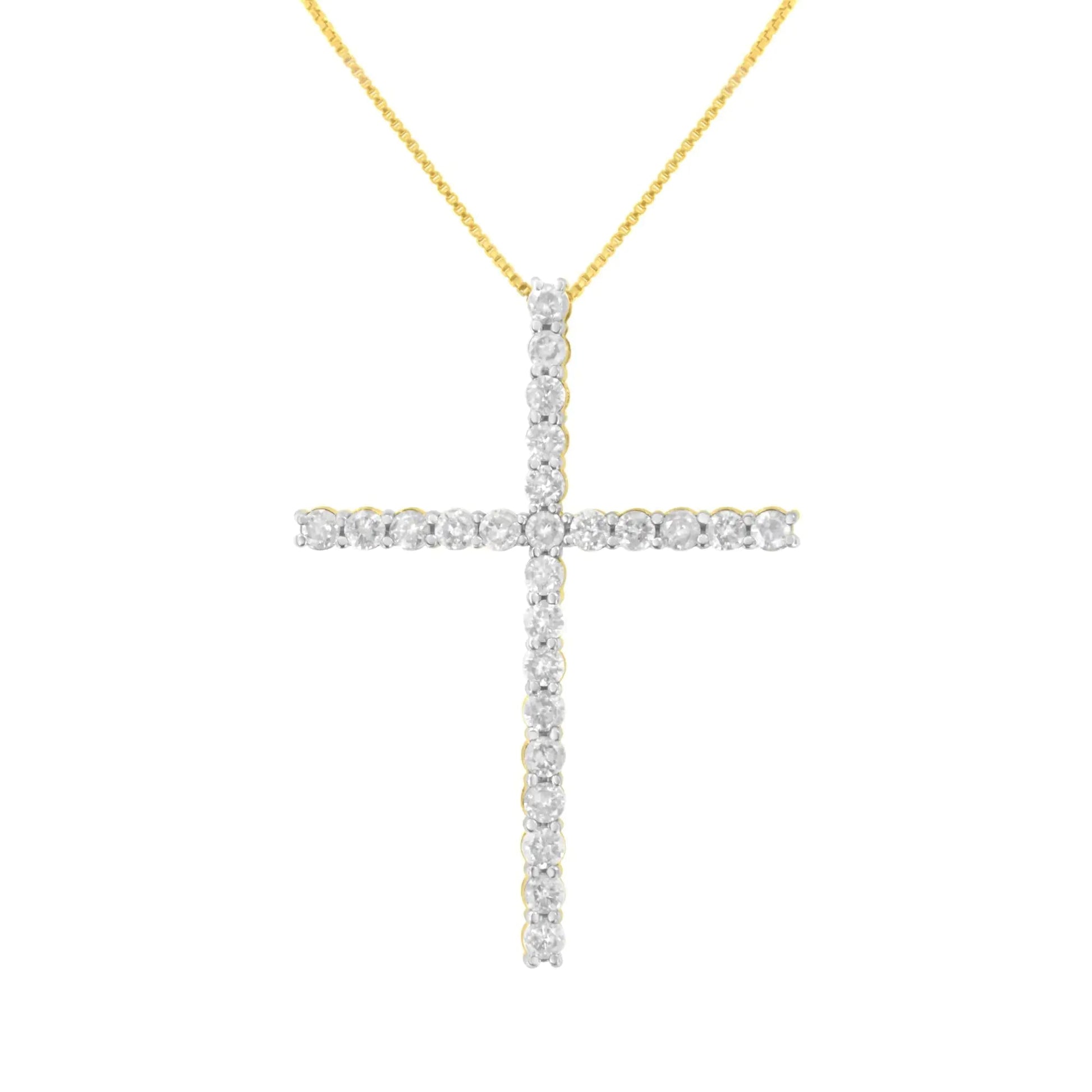 .925 Sterling Silver 2 1/2 cttw Diamond Cross Pendant Necklace (H - I, I2 - I3) - Jaazi Intl