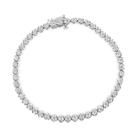 .925 Sterling Silver 3.00 Cttw Prong Set Round - Cut Diamond Tennis Link 7.25" Bracelet (I - J Color, I1 - I2 Clarity) - Jaazi Intl