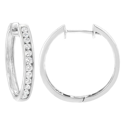 .925 Sterling Silver 7/8 cttw Lab Grown Diamond Hoop Earring (F - G Color, VS2 - SI1 Clarity) - Jaazi International