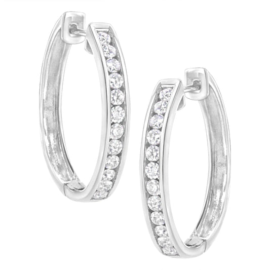 .925 Sterling Silver 7/8 cttw Lab Grown Diamond Hoop Earring (F - G Color, VS2 - SI1 Clarity) - Jaazi International