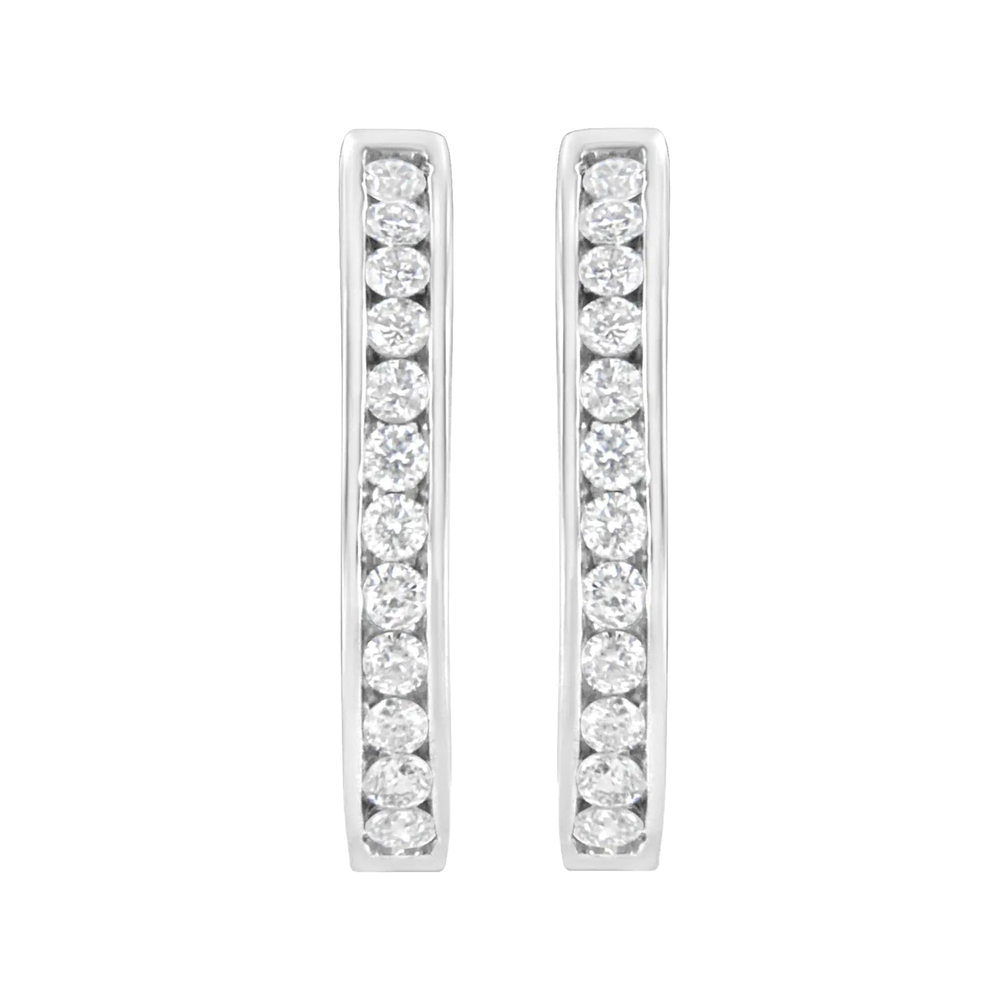 .925 Sterling Silver 7/8 cttw Lab Grown Diamond Hoop Earring (F - G Color, VS2 - SI1 Clarity) - Jaazi International