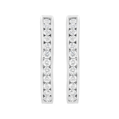 .925 Sterling Silver 7/8 cttw Lab Grown Diamond Hoop Earring (F - G Color, VS2 - SI1 Clarity) - Jaazi International