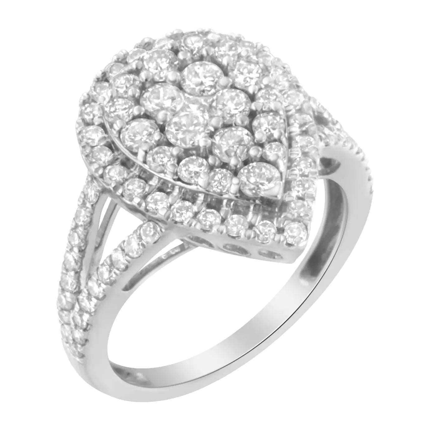 .925 Sterling Silver Diamond Cluster Ring (1 1/2 Cttw, H - I Color, I1 - I2 Clarity) - Jaazi Intl