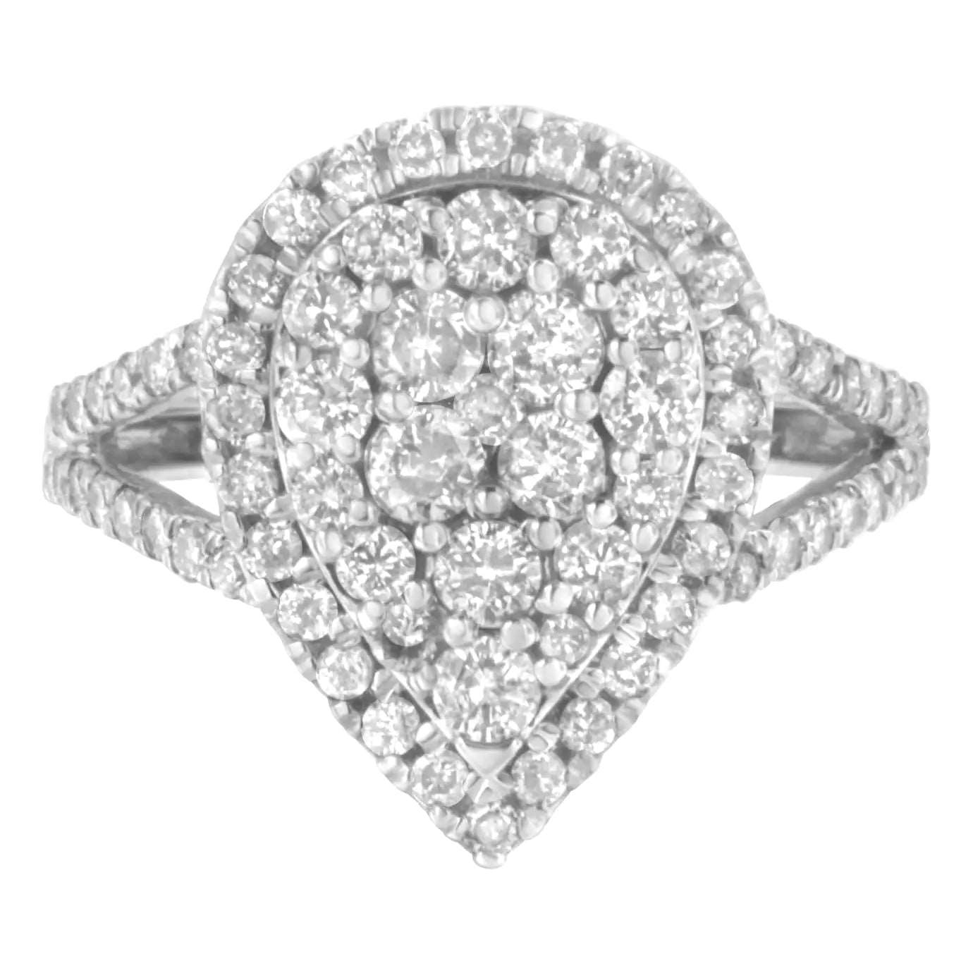 .925 Sterling Silver Diamond Cluster Ring (1 1/2 Cttw, H - I Color, I1 - I2 Clarity) - Jaazi Intl