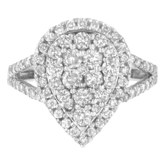 .925 Sterling Silver Diamond Cluster Ring (1 1/2 Cttw, H - I Color, I1 - I2 Clarity) - Jaazi Intl