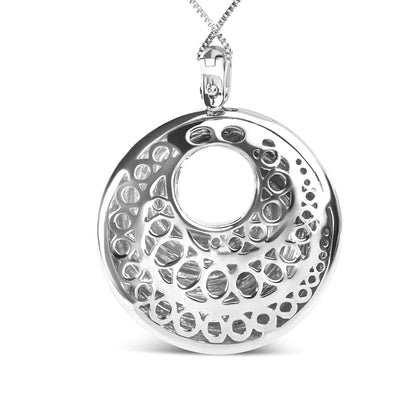 .925 Sterling Silver Endless Wave Swirl Statement Medallion 18" Pendant Necklace - Jaazi International