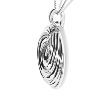 .925 Sterling Silver Endless Wave Swirl Statement Medallion 18" Pendant Necklace - Jaazi Intl