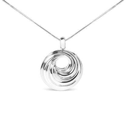 .925 Sterling Silver Endless Wave Swirl Statement Medallion 18" Pendant Necklace - Jaazi International