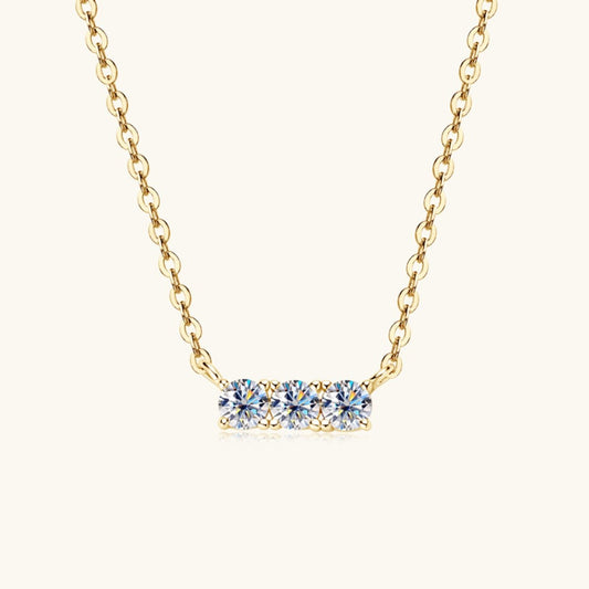 925 Sterling Silver Inlaid Moissanite Bar Necklace - Jaazi Intl