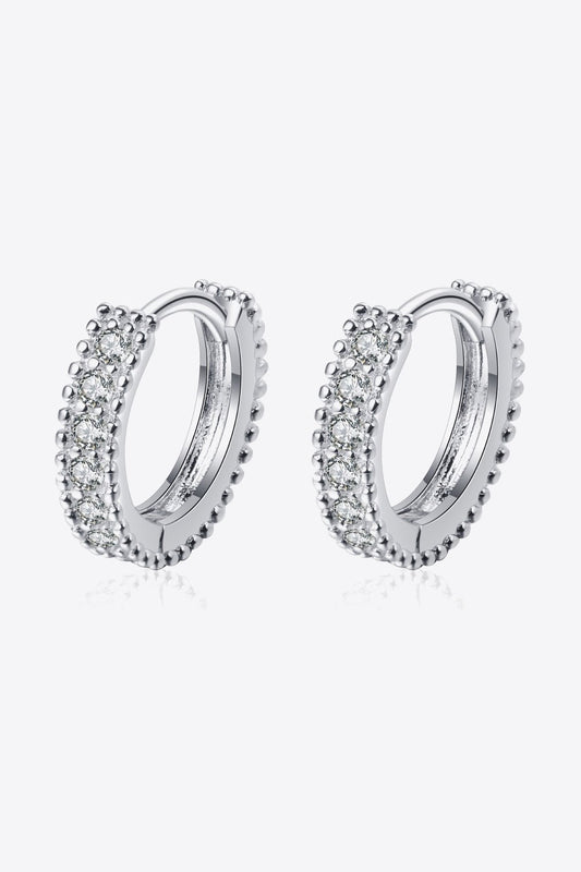 925 Sterling Silver Inlaid Moissanite Huggie Earrings - Jaazi Intl