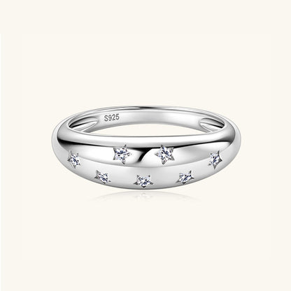 925 Sterling Silver Inlaid Moissanite Star Ring - Jaazi Intl