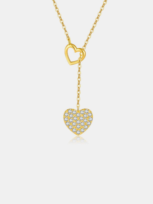 925 Sterling Silver Inlaid Zircon Heart Necklace - Jaazi Intl